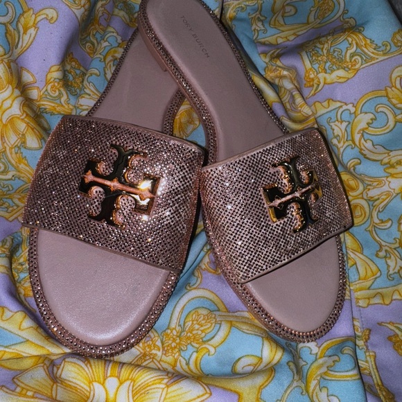 Tory Burch Glittering Gold Slide Sandals